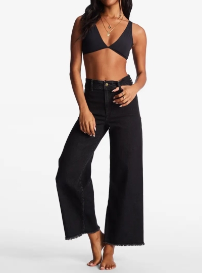 Free fall stretch crop wide leg jeans